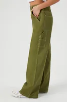 Women's High-Rise Wide-Leg Utility Pants in Green Large