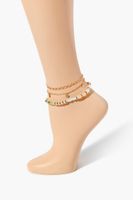 Women's Beaded Anklet Set in Gold