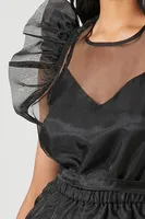 Women's Organza Combo Mini Dress in Black Small