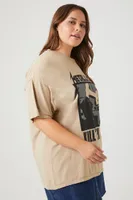 Women's Metallic Graphic T-Shirt in Tan, 0X