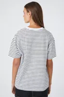 Women's Oversized Striped T-Shirt in Black/White Small