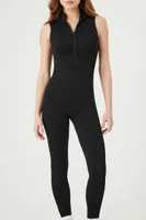 Women's Seamless Zip-Up Jumpsuit in Black Large