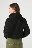 Women's Cropped Turtleneck Sweater Black