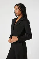 Women's Satin Notched Cropped Blazer