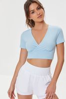 Women's Active Surplice Crop Top in Light Blue Large