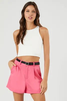 Women's Belted High-Rise Trouser Shorts