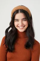 Faux Shearling Headband in Carob