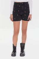 Women's Strawberry High-Rise Denim Shorts in Washed Black Small