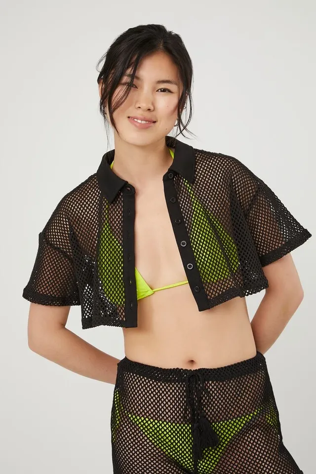 Buy FOREVER 21 Sheer Shirt Style Crop Top - Tops for Women 23170274
