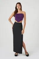 Women's Smocked Tube Crop Top in Eggplant Small