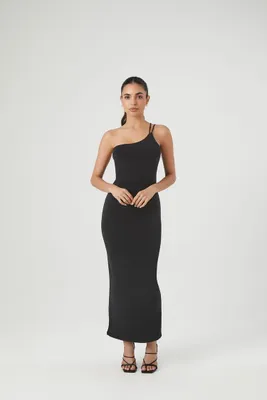 Women's Contour One-Shoulder Maxi Dress in Black Medium