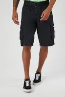 Men Belted Cargo Shorts in Black, 32