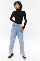 Women's Ribbed Turtleneck Sweater-Knit Top