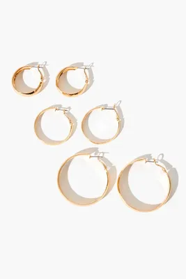 Women's High-Polish Hoop Earring Set in Gold