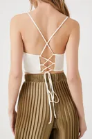 Women's Satin Lace-Up Handkerchief Cami in Cream Medium