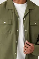 Men Nylon Long-Sleeve Shirt in Olive, XXL