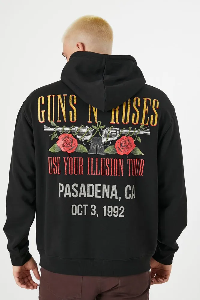 Men Guns N Roses Graphic Hoodie in Black Large
