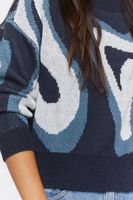 Women's Abstract Marble Print Sweater Blue