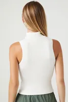 Women's Seamless Sleeveless Turtleneck Top in Cream Small