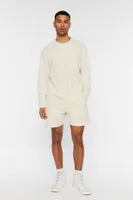 Men Fleece Drawstring Shorts in Cream, XXL