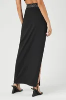 Women's Crepe Slit Maxi Skirt in Black Large