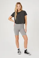 Women's Organically Grown Cotton Bike Shorts in Heather Grey, XS