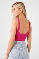 Women's Textured Sweater-Knit Bodysuit Pink