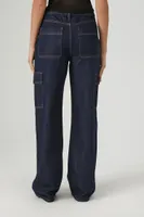 Women's High-Rise Wide-Leg Cargo Jeans in Dark Denim