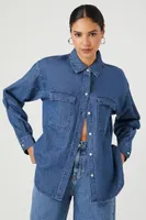 Women's Denim Long-Sleeve Shirt in Dark Denim Small