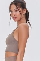 Women's Seamless Caged-Back Sports Bra in Taupe Large