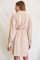 Women's Tie-Waist Shirt Dress Taupe