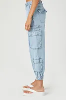 Women's Cargo Denim Joggers in Light Denim Medium