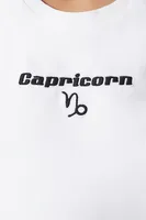 Girls Embroidered Capricorn T-Shirt (Kids) White/Black,