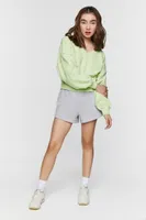 Women's French Terry V-Neck Pullover in Green Small