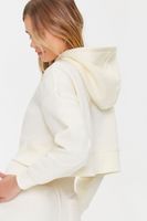 Women's Dropped-Sleeve Fleece Hoodie in Cream, XL