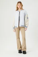 Women's Paris Varsity Letterman Bomber Jacket Blue