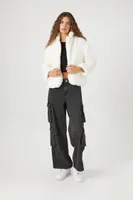 Women's Faux Shearling Open-Front Jacket in Vanilla Small