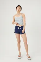 Women's Ditsy Floral Cropped Cami in White/Navy, XS