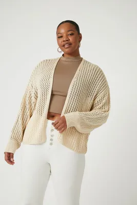 Women's Open-Front Cardigan Sweater in Vanilla, 2X