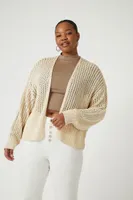 Women's Open-Front Cardigan Sweater in Vanilla, 2X