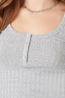 Women's Rib-Knit Buttoned Baby T-Shirt