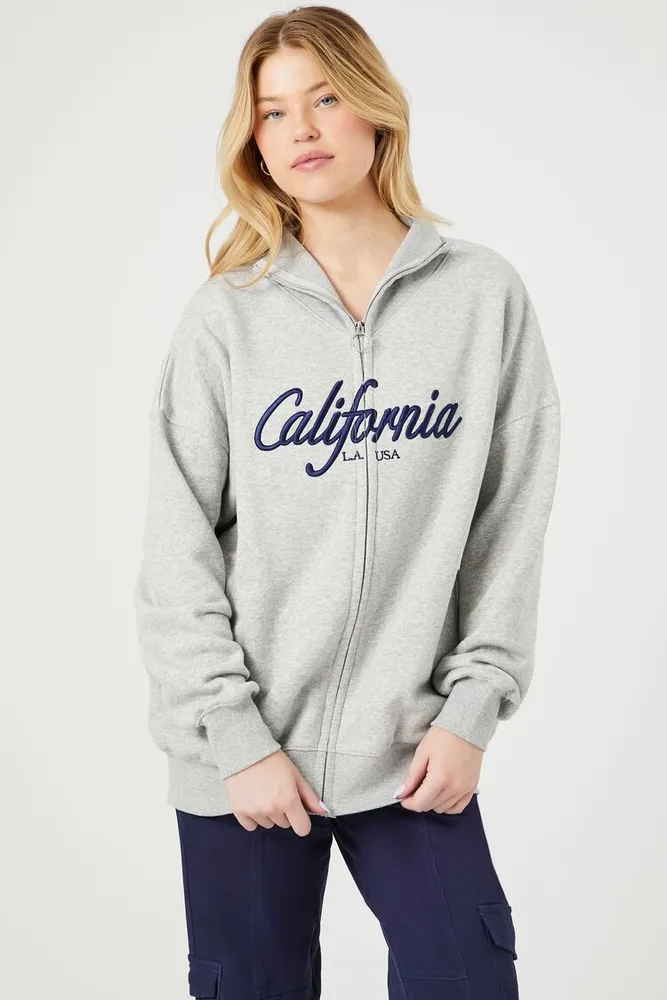 Women's Fleece California Zip-Up Jacket in Heather Grey Small