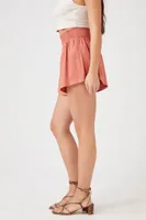 Women's Linen-Blend Smocked Shorts Clay,