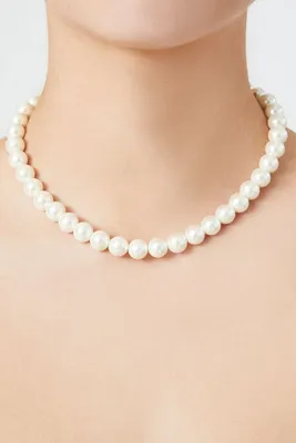 Women's Faux Pearl Bead Necklace in Cream