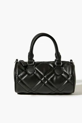 Women's Faux Leather Quilted Crossbody Bag in Black