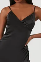 Women's Satin Midi Slip Dress in Black, XL