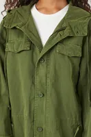 Women's Hooded Utility Jacket in Olive, XS