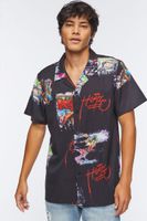 Men Hustle Graffiti Graphic Shirt in Black Large