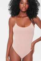 Women's Seamless Ribbed Bodysuit in Taupe Medium