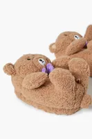 Girls Teddy Bear House Slippers (Kids) in Brown Small